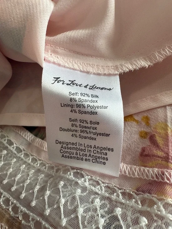 For Love & Lemons Silk Floral Mini Dress - Lace, Buttons, Puff Sleeves - XS - Picture 10 of 10